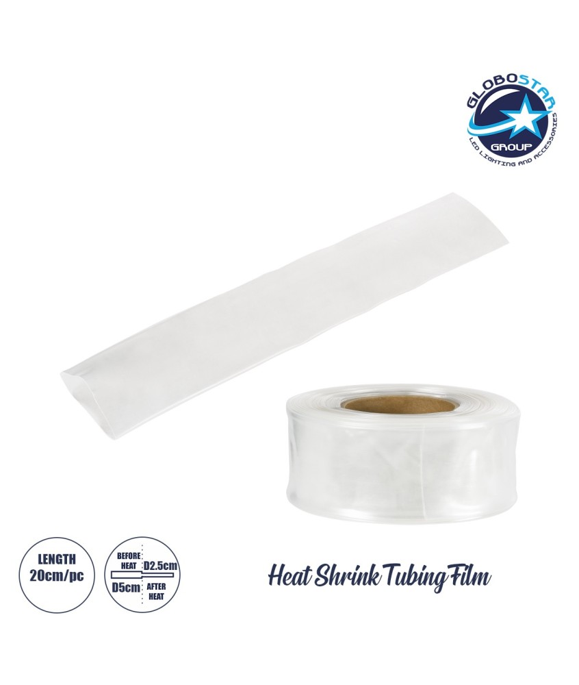 GloboStar® 79971-1 Θερμοσυστελλόμενο - Μακαρόνι Φ50mm-25mm - Τεμάχιο Μήκους 20cm Στεγανοποίησης για Όλες τις Neon Flex LED DC 24V & DC 230V Αδιάβροχο IP65 Μ20 x Π8.2 x Υ0.35cm - Διάφανο